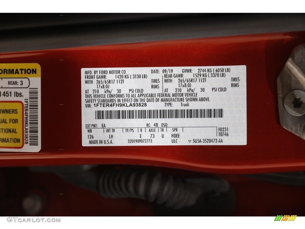 2019 Ranger XLT SuperCrew 4x4 - Hot Pepper Red Metallic / Ebony photo #21