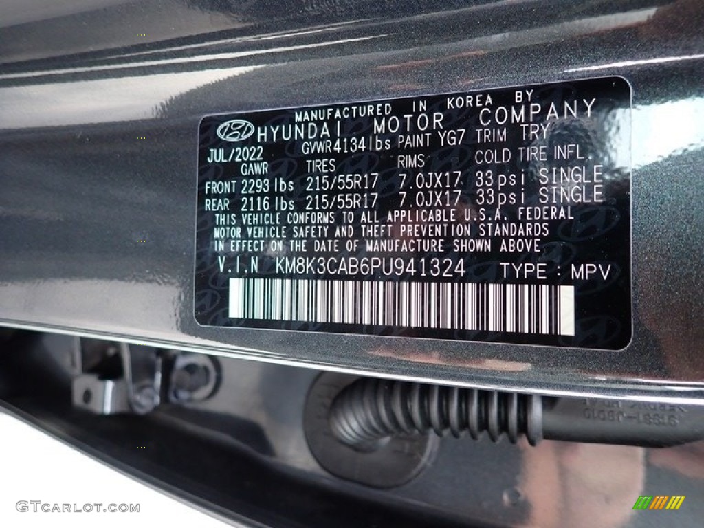 2023 Kona Color Code YG7 for Thunder Gray Photo #145906439