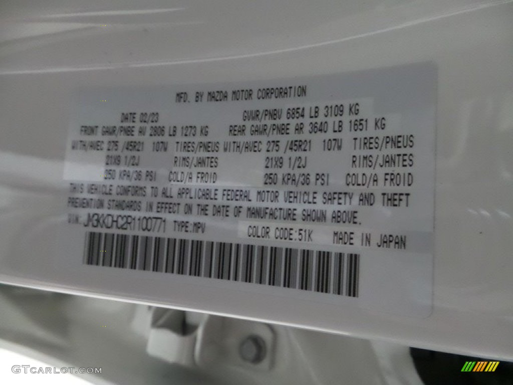 2024 CX-90 Color Code 51K for Rhodium White Premium Photo #145909895