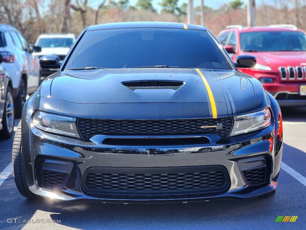 Pitch Black 2022 Dodge Charger Scat Pack Widebody Hemi Orange Exterior Photo #145910003