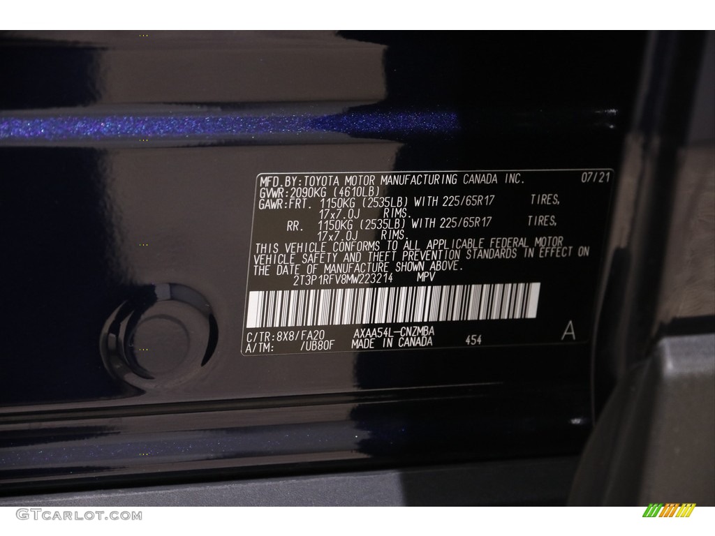 2021 RAV4 XLE AWD - Blueprint / Black photo #21