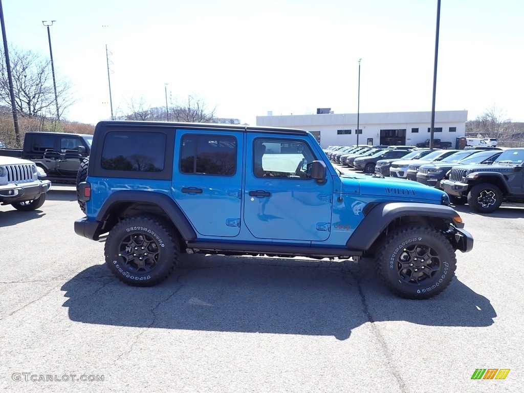2023 Wrangler Unlimited Willys 4XE Hybrid - Hydro Blue Pearl / Black photo #6