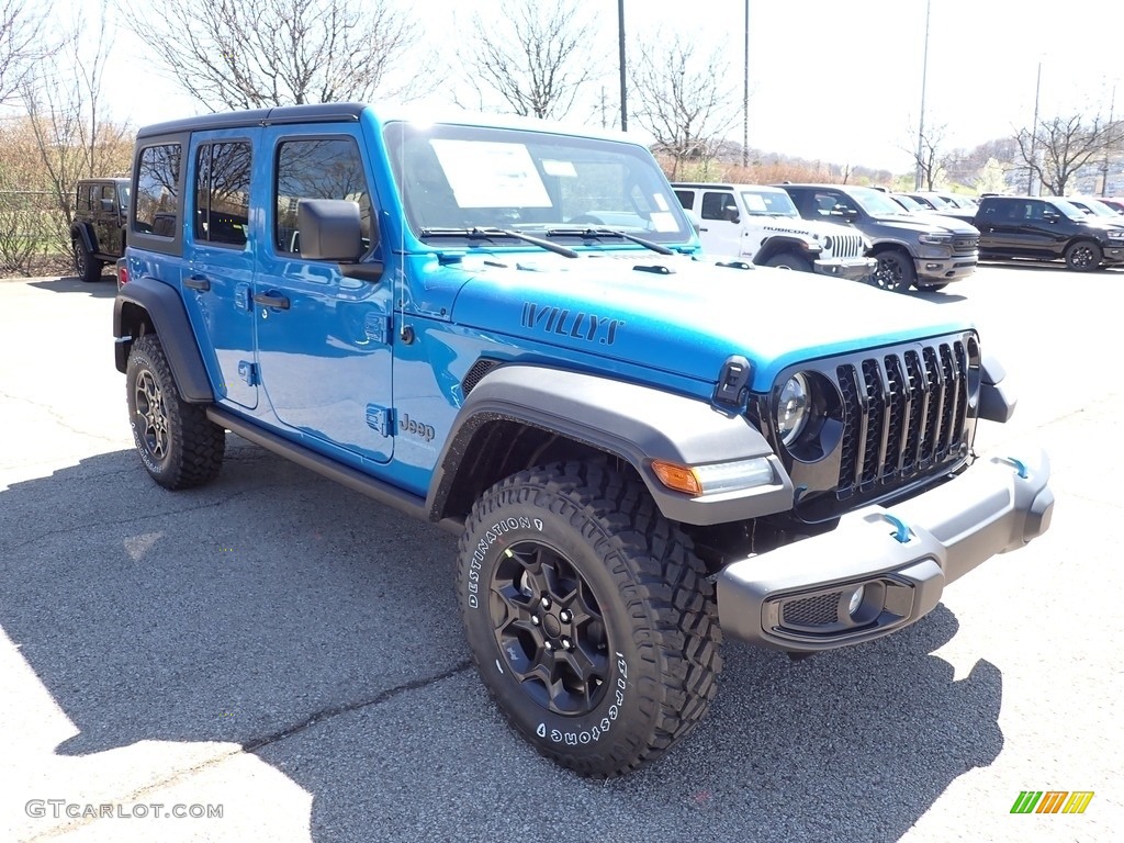 2023 Wrangler Unlimited Willys 4XE Hybrid - Hydro Blue Pearl / Black photo #7