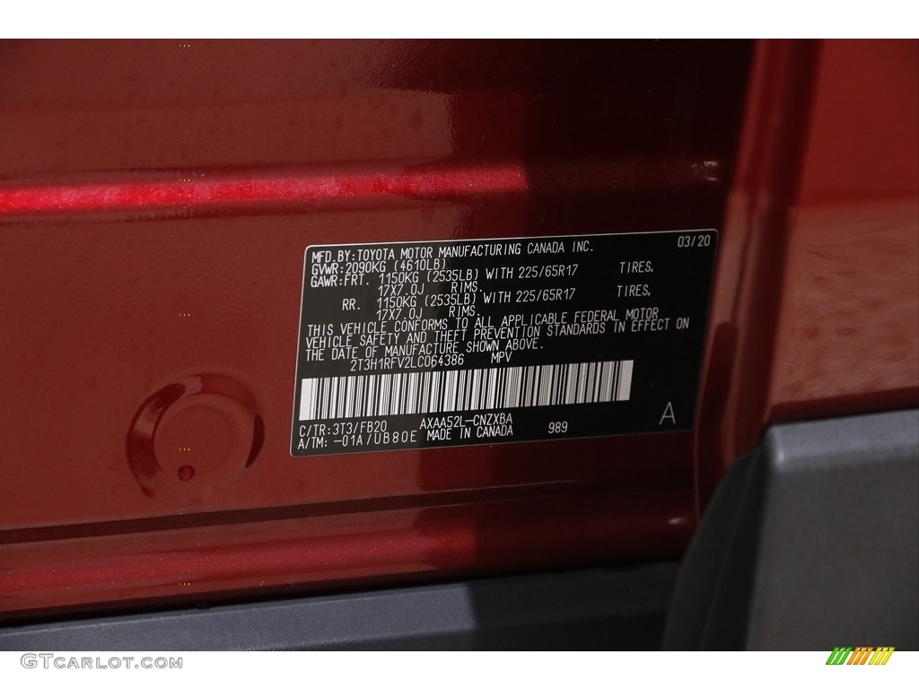 2020 RAV4 LE - Ruby Flare Pearl / Black photo #20