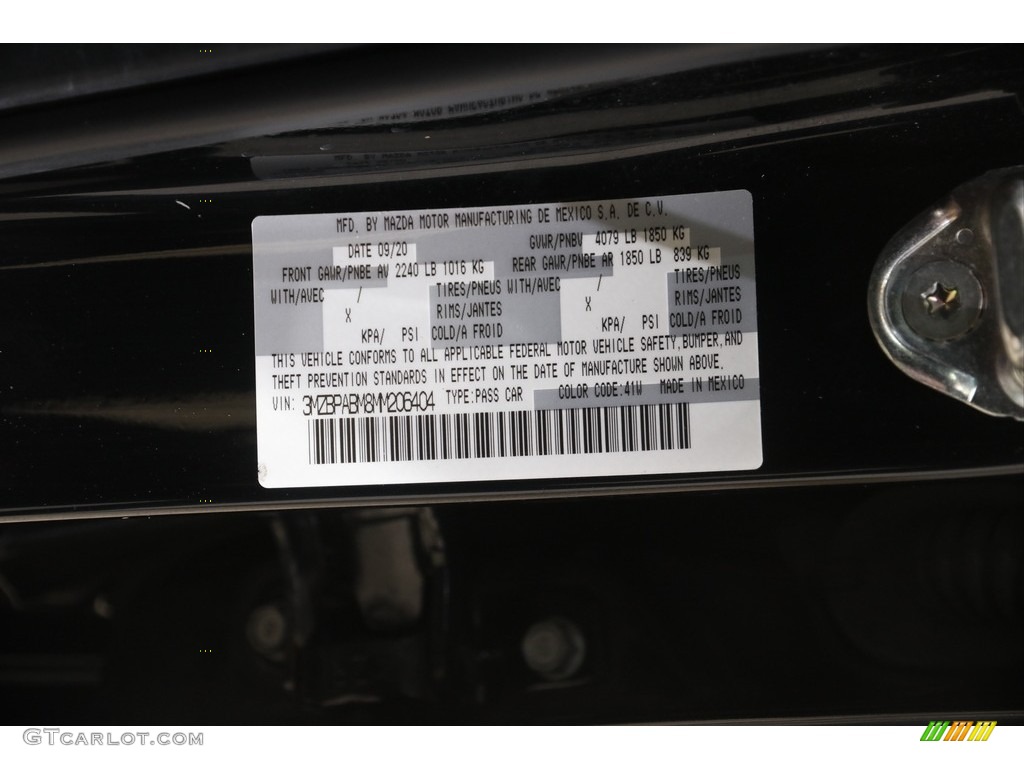 2021 Mazda3 Select Sedan - Jet Black Mica / Black photo #20