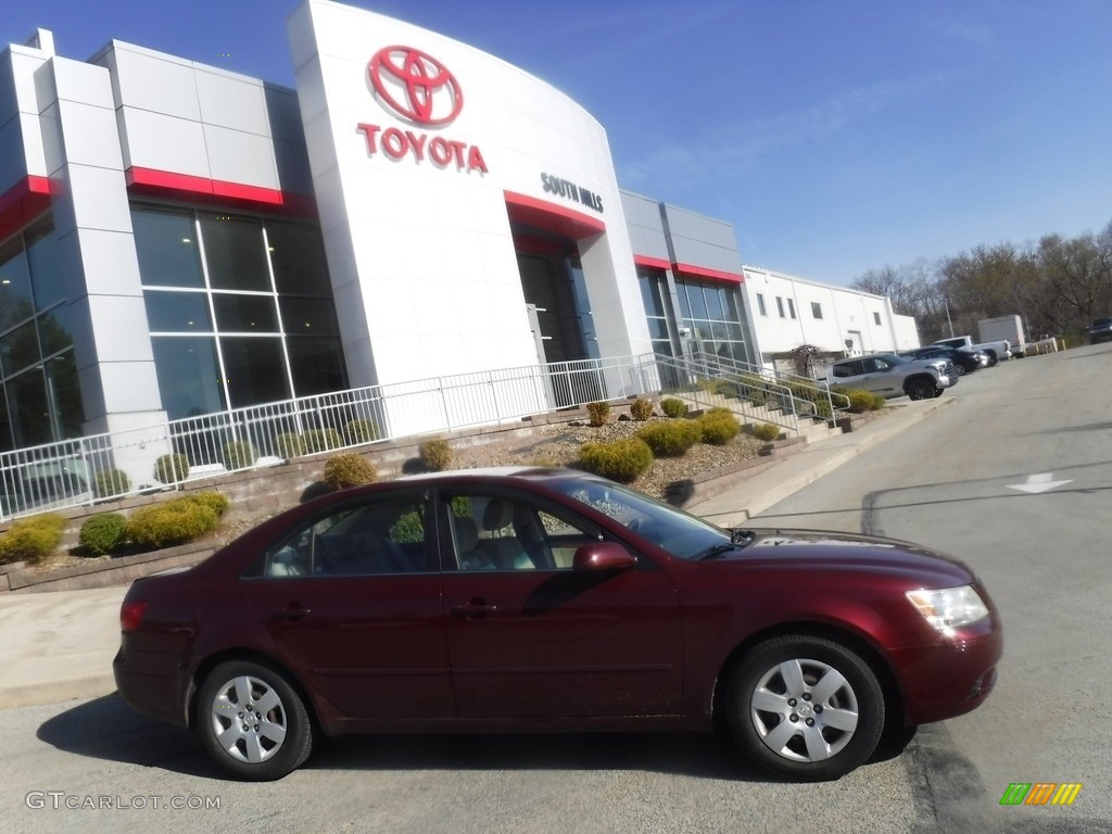 2009 Sonata GLS - Dark Cherry Red / Camel photo #2