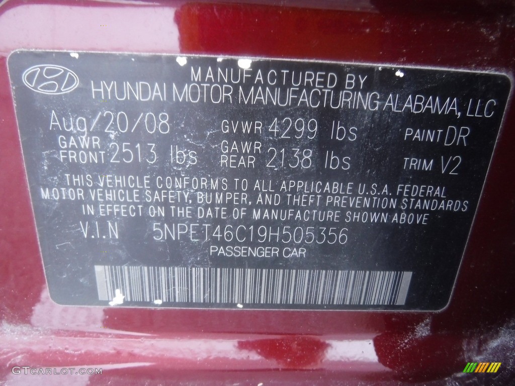 2009 Sonata GLS - Dark Cherry Red / Camel photo #29