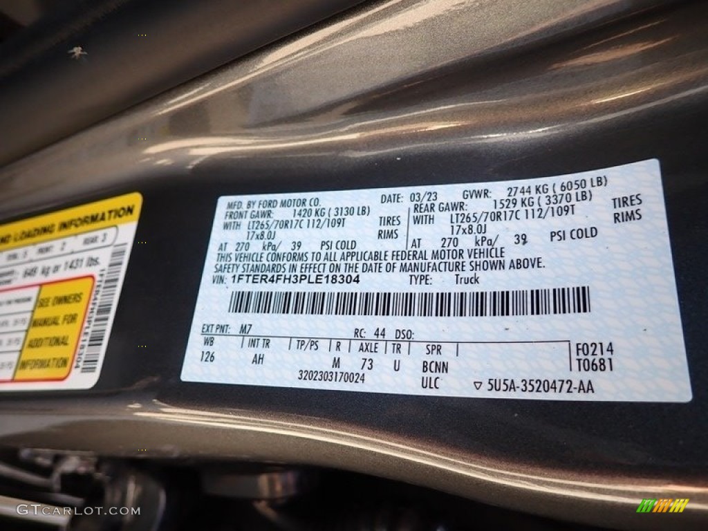 2023 Ranger Color Code M7 for Carbonized Gray Metallic Photo #145923250