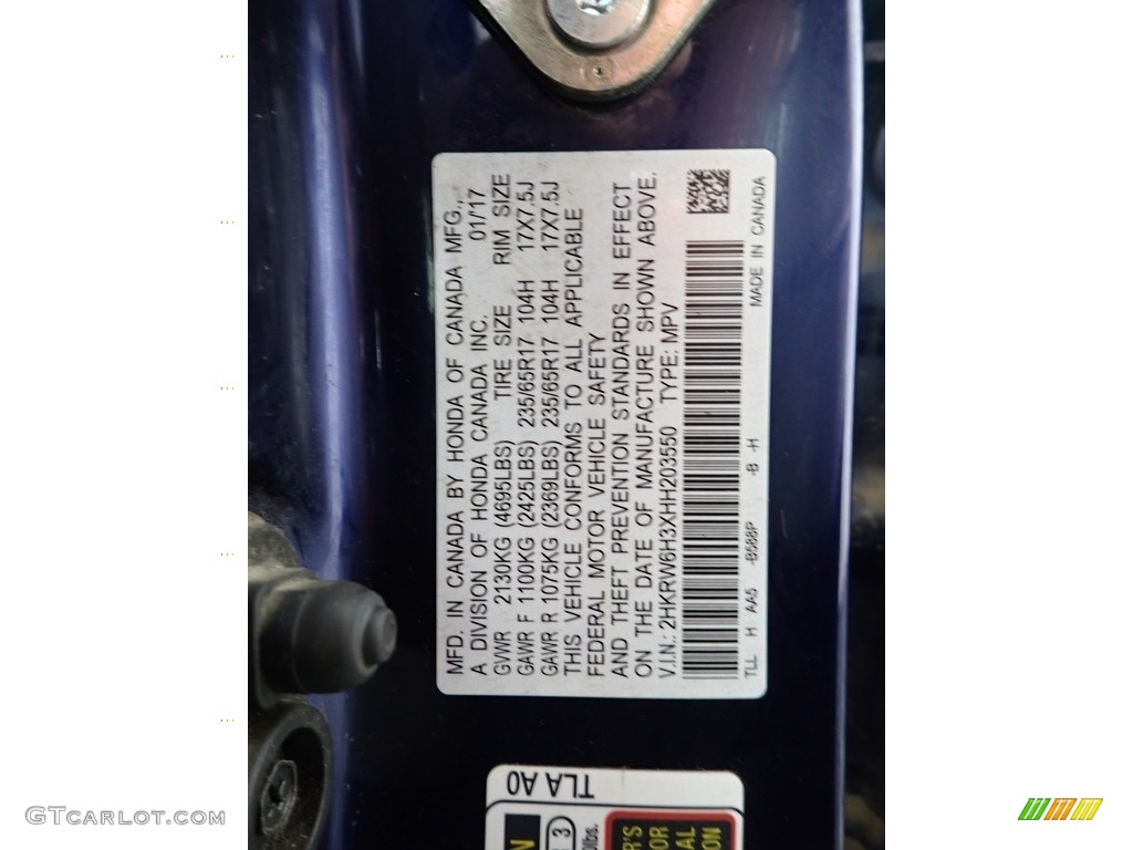 2017 CR-V LX AWD - Obsidian Blue Pearl / Gray photo #30
