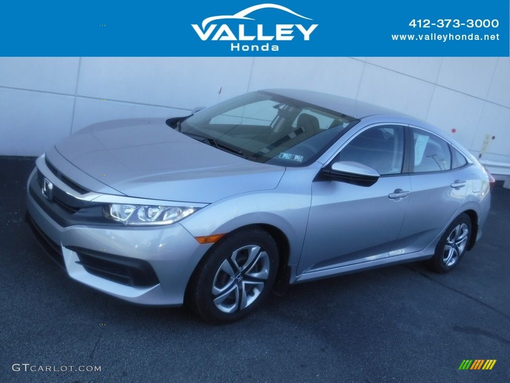 2018 Civic LX Sedan - Lunar Silver Metallic / Black photo #1