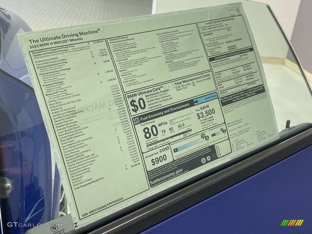 2023 BMW i4 Series M50 Window Sticker Photo #145938662