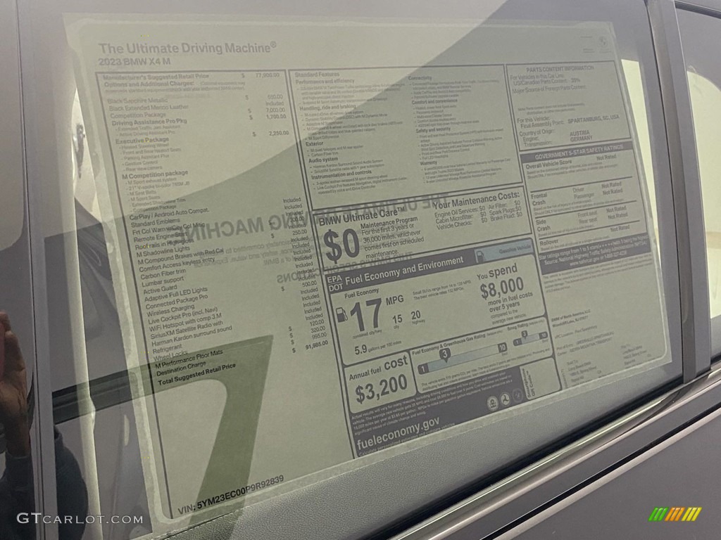 2023 BMW X4 M Standard X4 M Model Window Sticker Photo #145939412