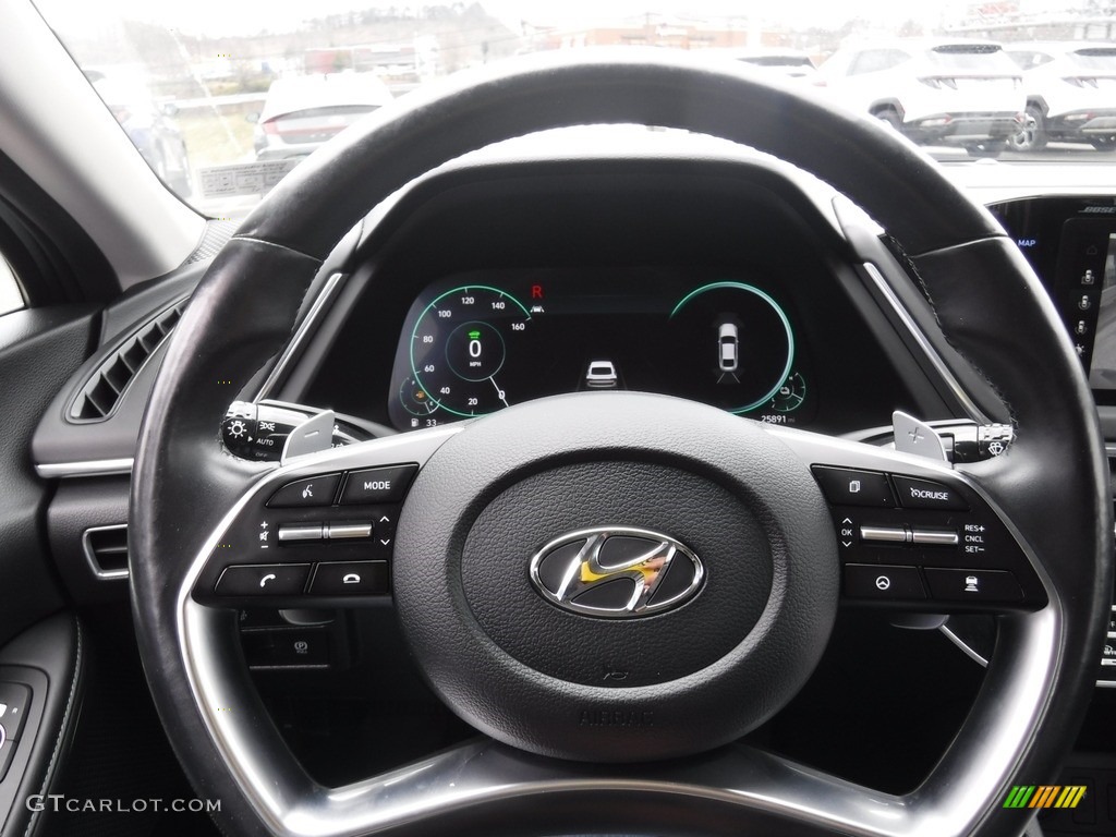 2020 Hyundai Sonata Limited Hybrid Black Steering Wheel Photo #145940819