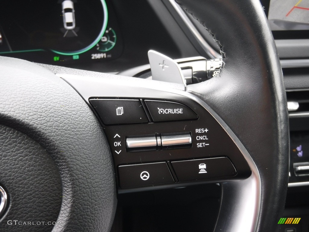 2020 Hyundai Sonata Limited Hybrid Black Steering Wheel Photo #145940873