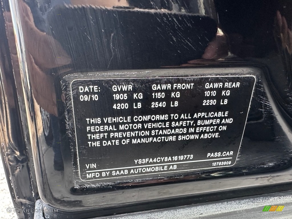 2010 9-3 2.0T Sport Sedan - Black / Black photo #46
