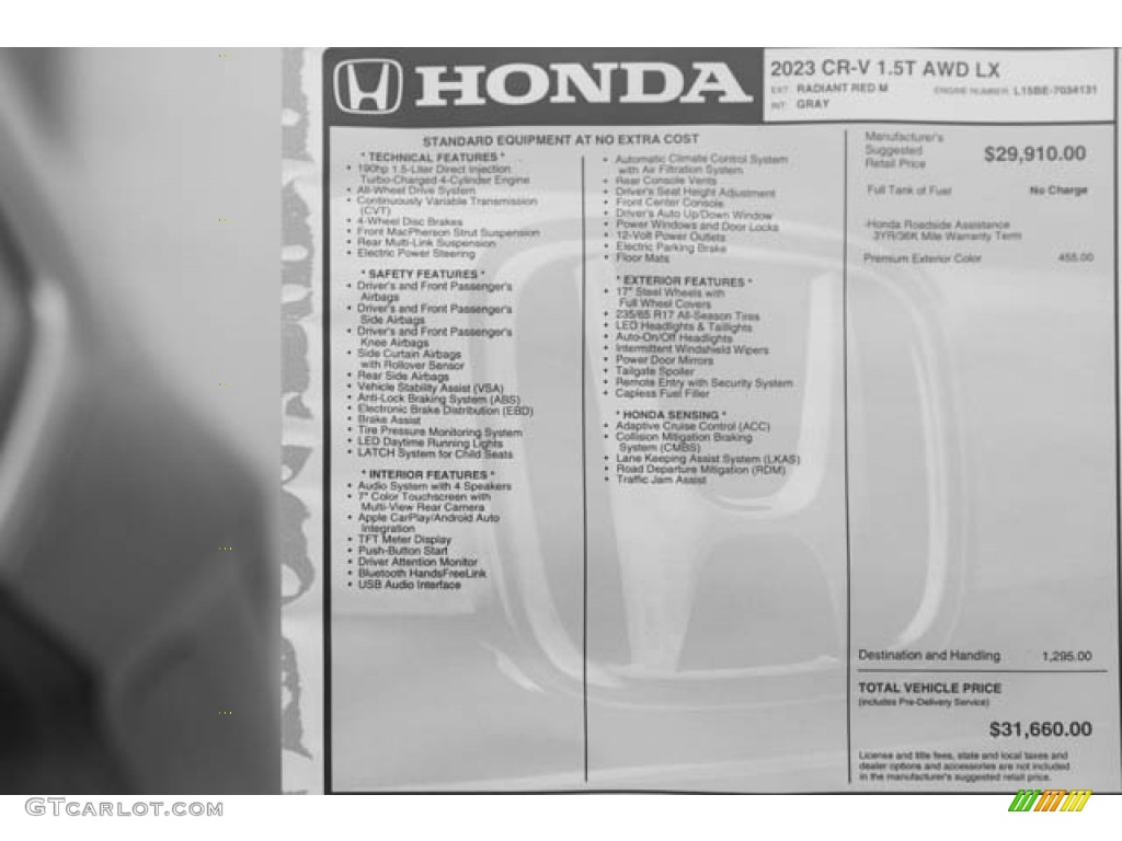 2023 Honda CR-V LX AWD Window Sticker Photo #145948733
