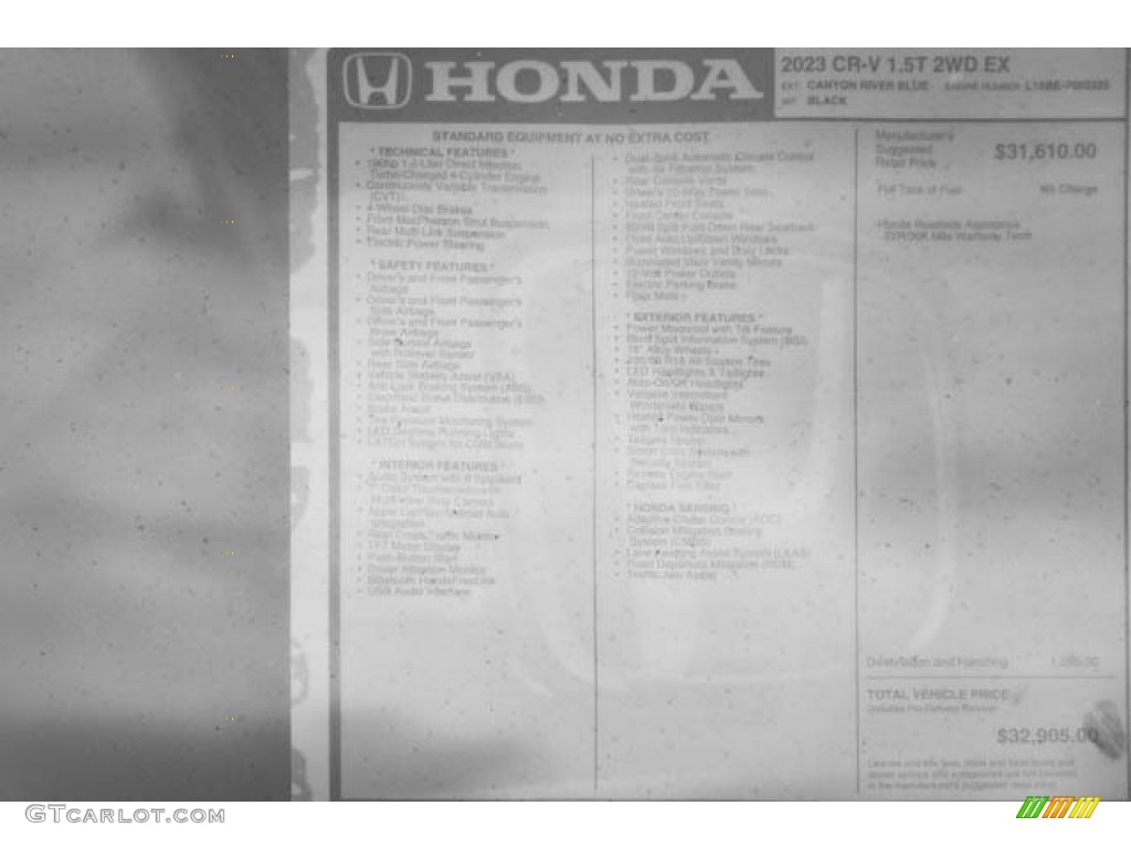 2023 CR-V EX - Canyon River Blue Metallic / Black photo #38
