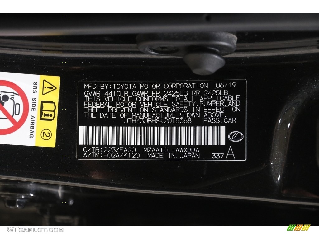 2019 Lexus UX 200 Color Code Photos