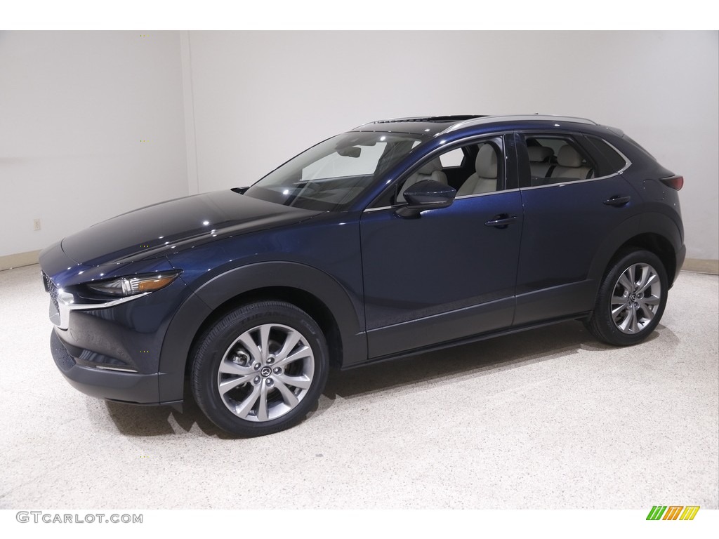 2021 CX-30 Premium AWD - Deep Crystal Blue Mica / White photo #3