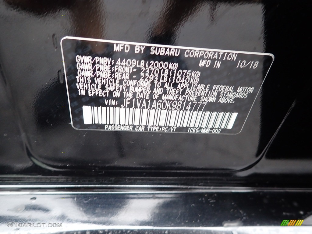 2019 WRX  - Crystal Black Silica / Carbon Black photo #30