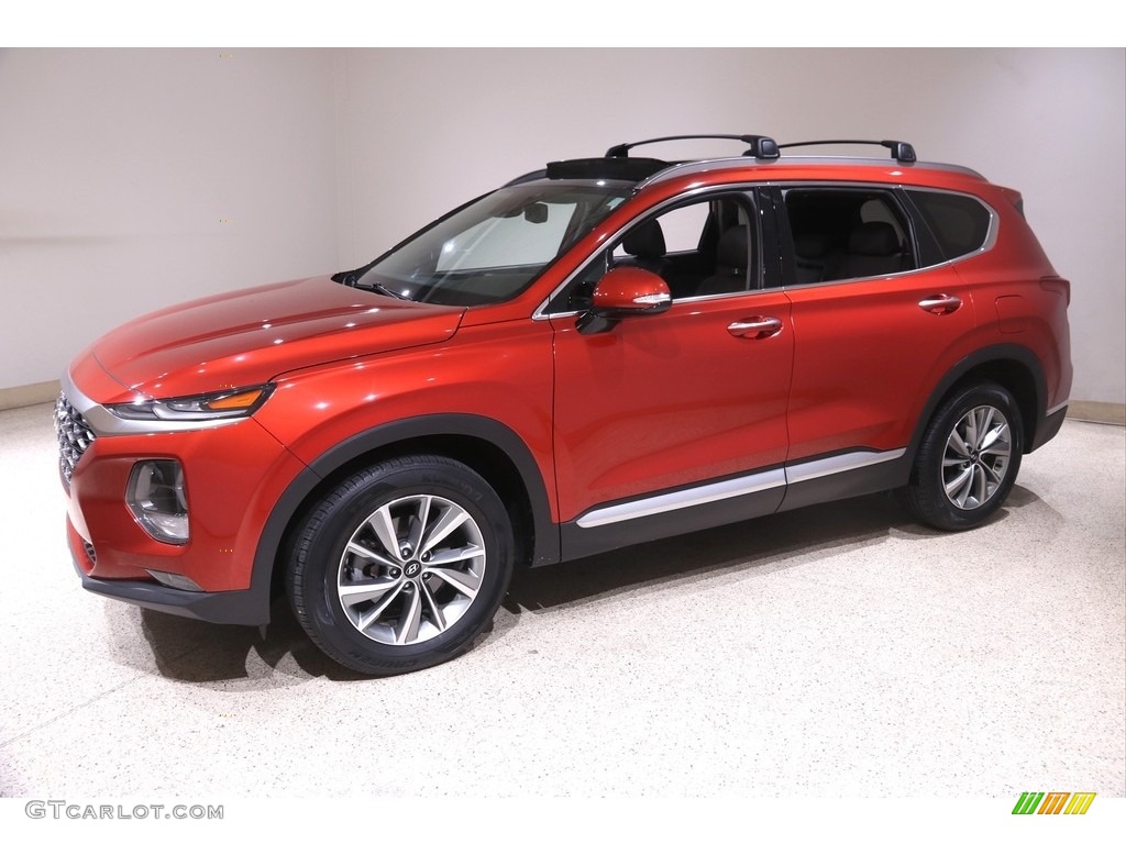 2020 Santa Fe SEL AWD - Lava Orange / Espresso/Gray photo #3
