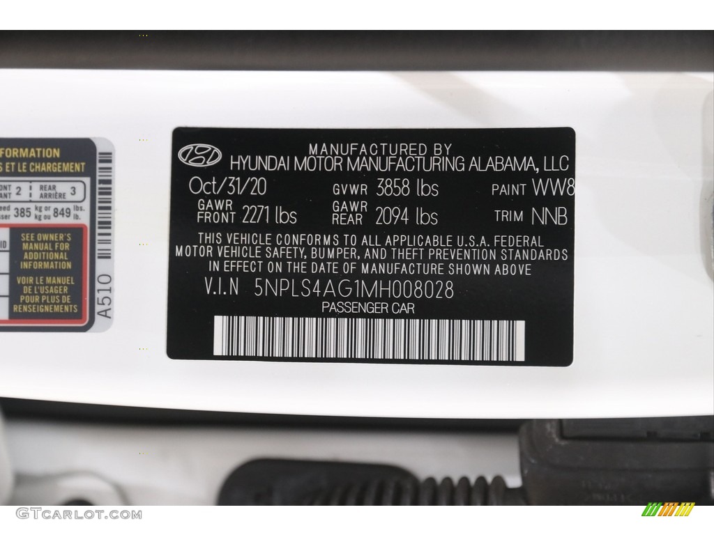 2021 Elantra SEL - Quartz White / Black photo #20
