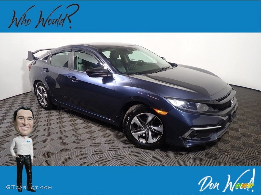 2019 Civic LX Sedan - Cosmic Blue Metallic / Black/Ivory photo #1