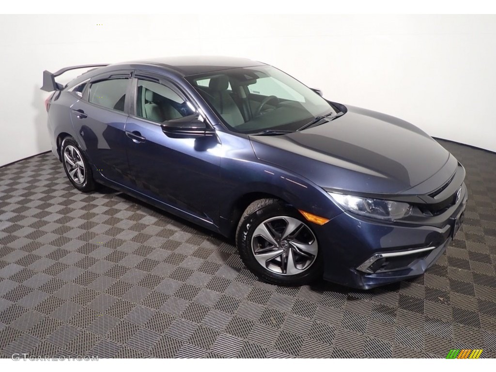 2019 Civic LX Sedan - Cosmic Blue Metallic / Black/Ivory photo #3