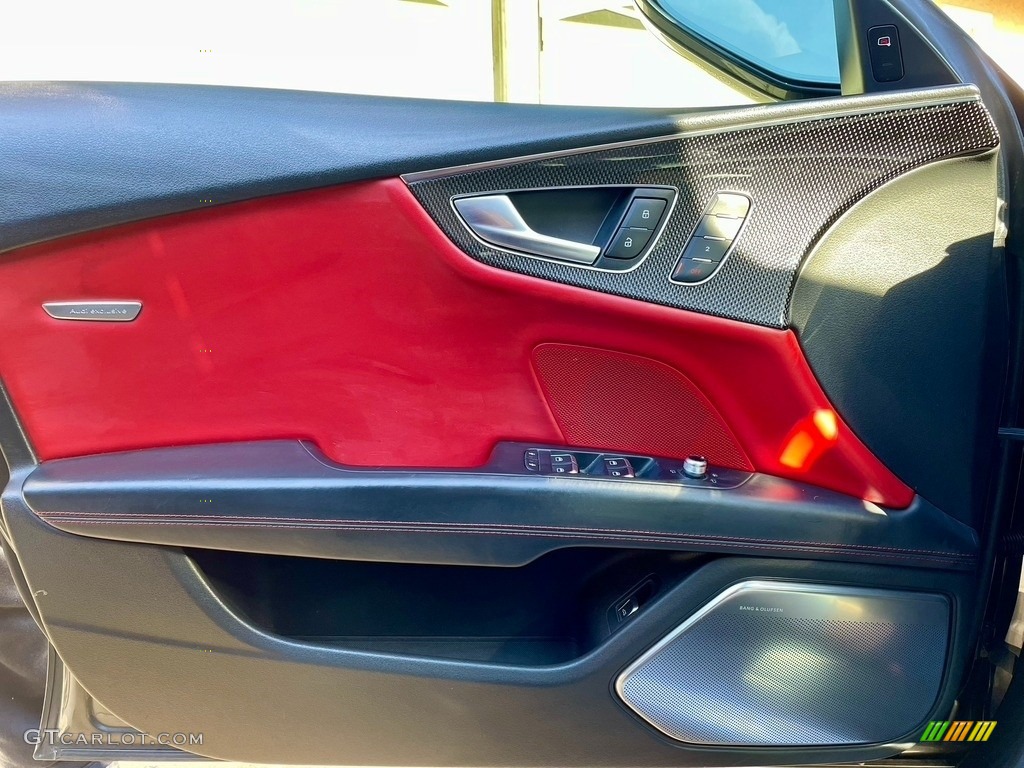 2016 Audi S7 4.0 TFSI quattro Arras Red w/Diamond Stitching Door Panel Photo #145971947