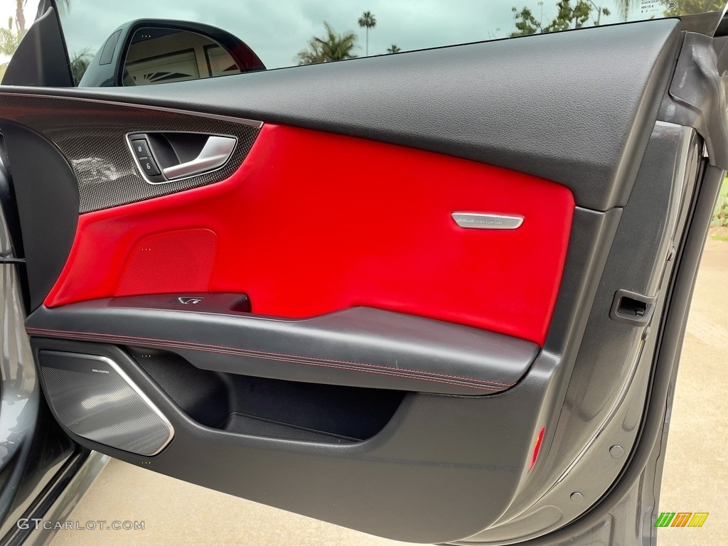2016 Audi S7 4.0 TFSI quattro Arras Red w/Diamond Stitching Door Panel Photo #145972166