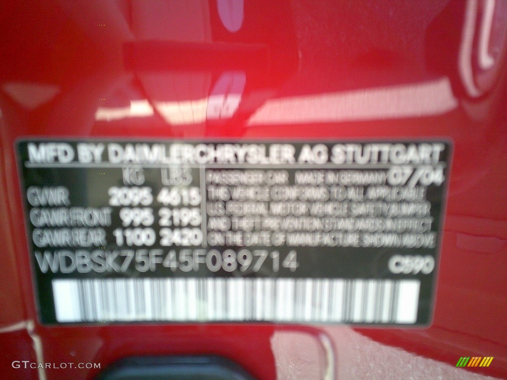 2005 SL 500 Roadster - Mars Red / Ash photo #33