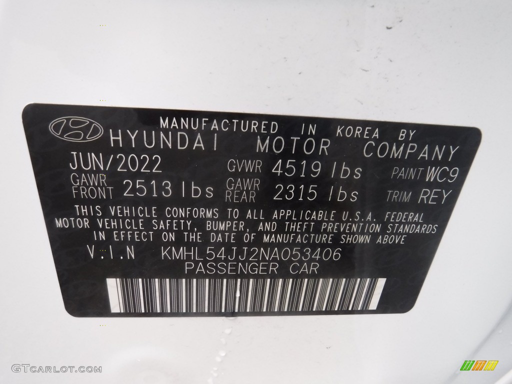 2022 Sonata Limited Hybrid - Hyper White / Gray photo #39