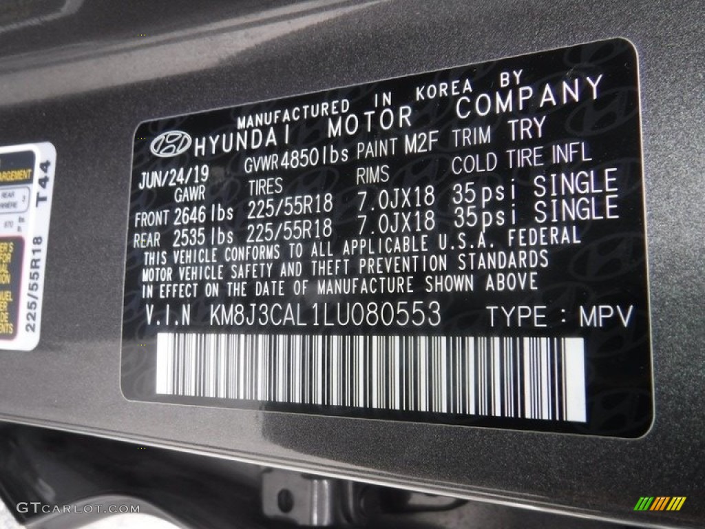 2020 Tucson SEL AWD - Magnetic Force Metallic / Black photo #36