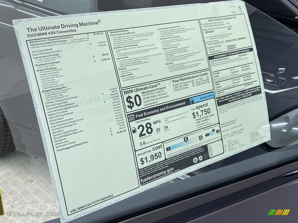 2023 BMW 4 Series 430i Convertible Window Sticker Photo #145975025