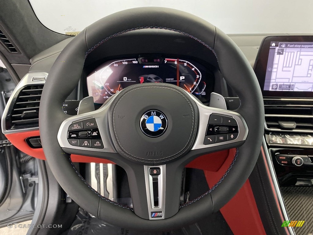 2023 BMW 8 Series 850i xDrive Gran Coupe Fiona Red/Black Steering Wheel Photo #145975937