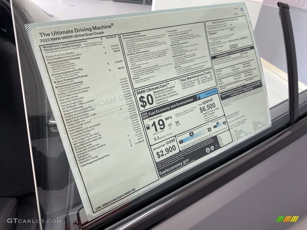 2023 BMW 8 Series 850i xDrive Gran Coupe Window Sticker Photo #145976147
