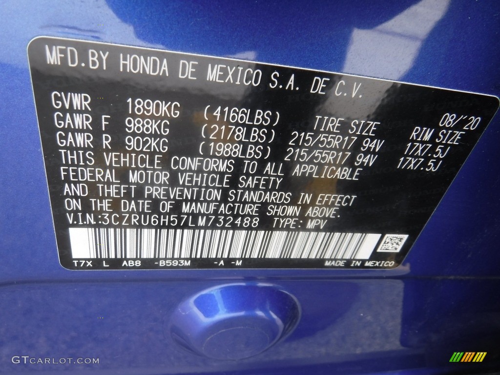 2020 HR-V EX AWD - Aegean Blue Metallic / Black photo #32