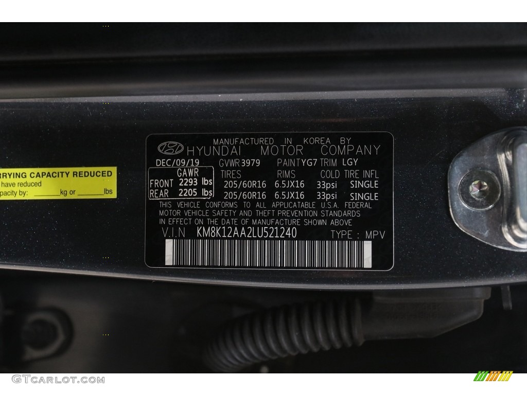 2020 Kona SE - Thunder Gray / Gray/Black photo #20