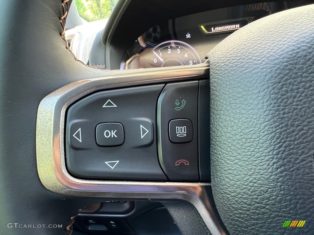 2023 Ram 1500 Long Horn Crew Cab 4x4 Black/New Saddle Steering Wheel Photo #145980696