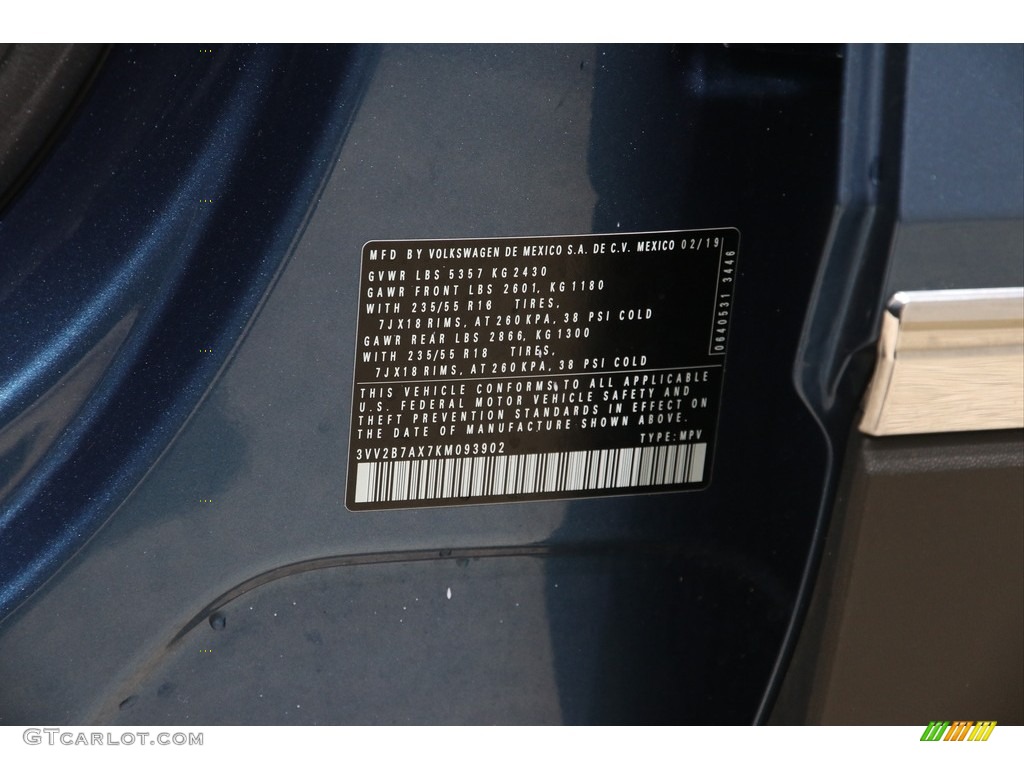 2019 Tiguan SEL 4MOTION - Blue Silk Metallic / Storm Gray photo #23