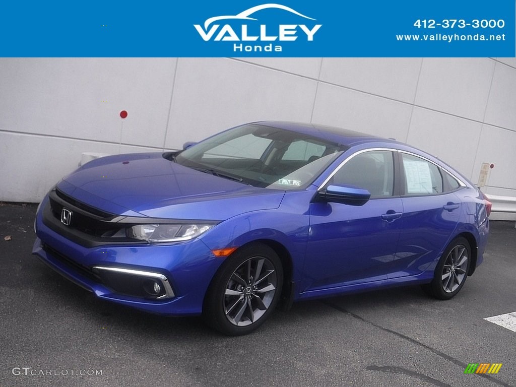 2020 Civic EX Sedan - Aegean Blue Metallic / Black photo #1