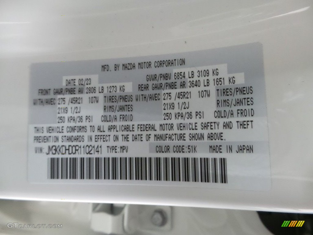 2024 CX-90 Color Code 51K for Rhodium White Premium Photo #145989157