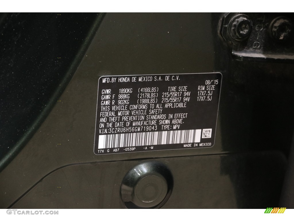 2016 HR-V Color Code G539P for Misty Green Pearl Photo #145991173
