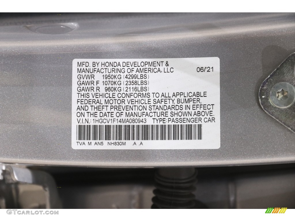 2021 Accord LX - Lunar Silver Metallic / Black photo #21