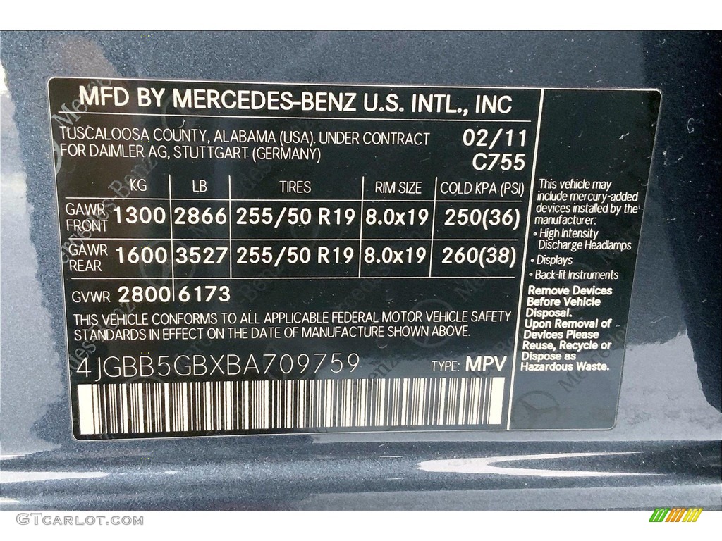 2011 ML 350 - Steel Grey Metallic / Black photo #33