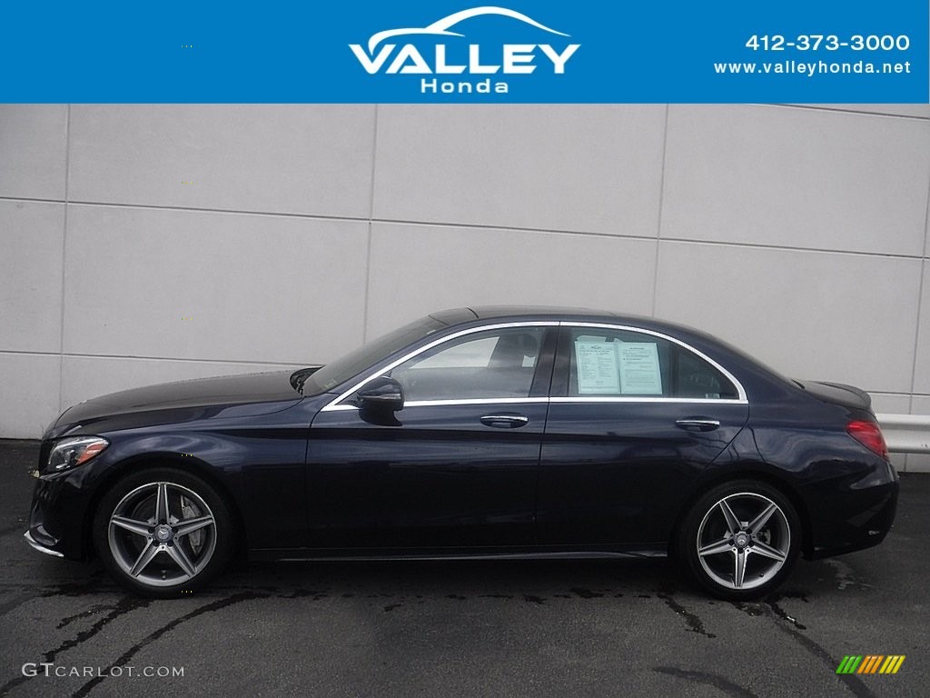 2016 C 300 4Matic Sedan - Lunar Blue Metallic / Black photo #2