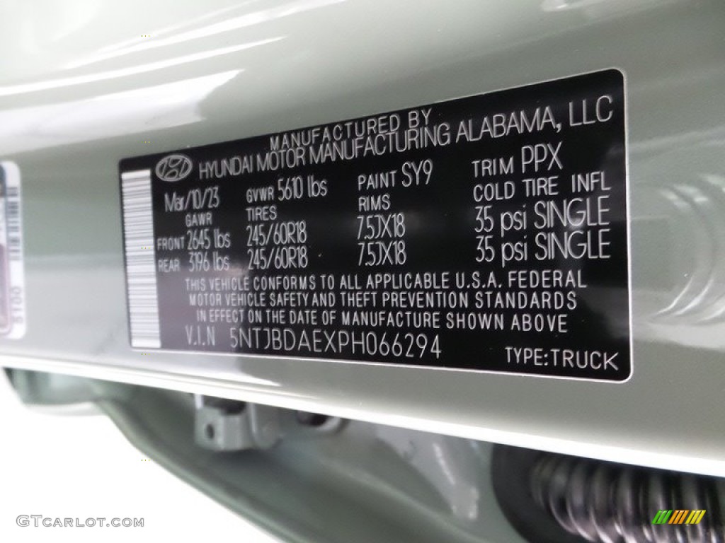 2023 Hyundai Santa Cruz SEL AWD Color Code Photos
