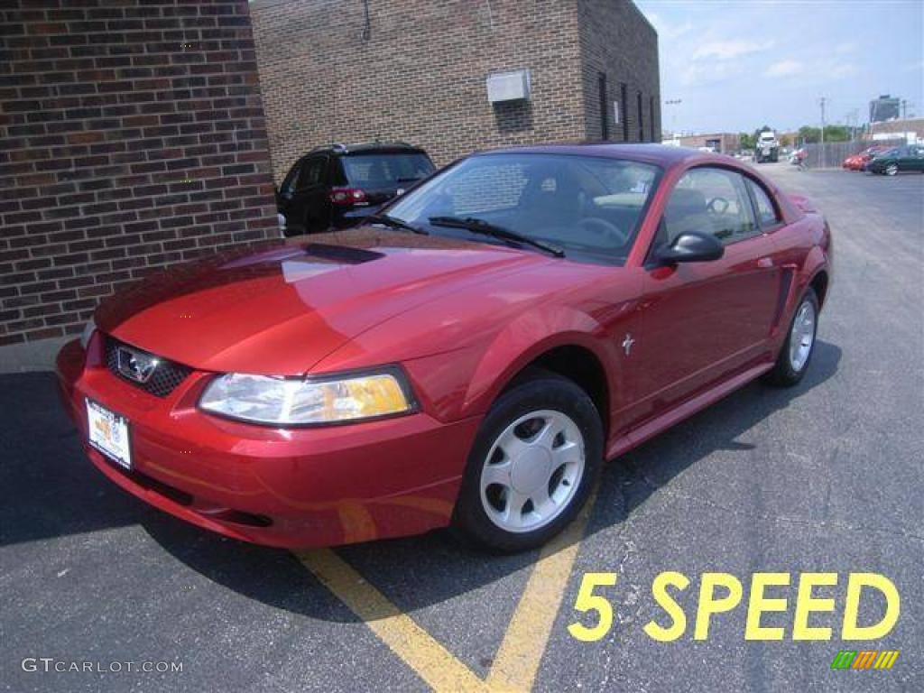 2000 Mustang V6 Coupe - Laser Red Metallic / Medium Parchment photo #1