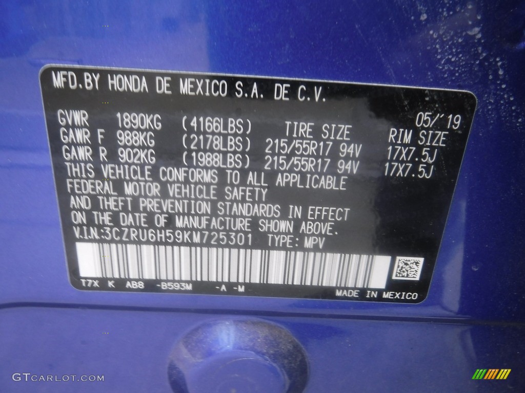 2019 HR-V EX AWD - Aegean Blue Metallic / Black photo #31