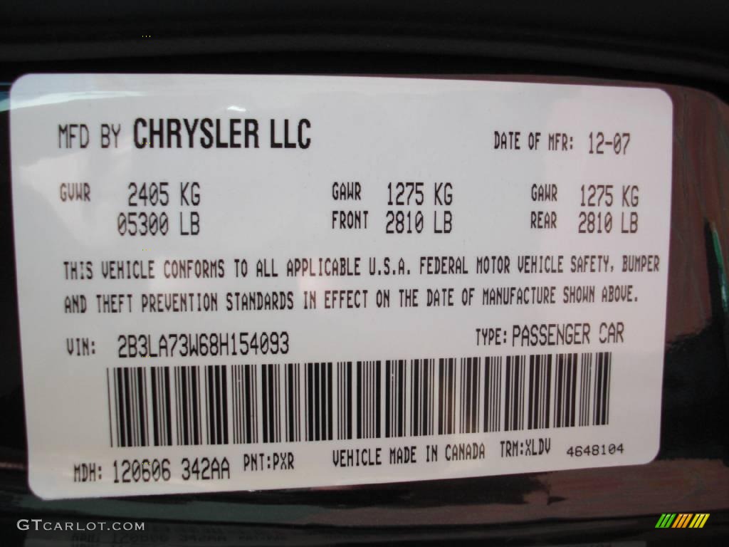 2008 Charger SRT-8 - Brilliant Black Crystal Pearl / Dark Slate Gray photo #34